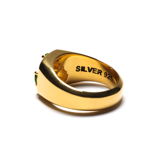 MAPLE 3AM Signet 14K Gold Marquise-Cut Green Topaz Stone back inside view