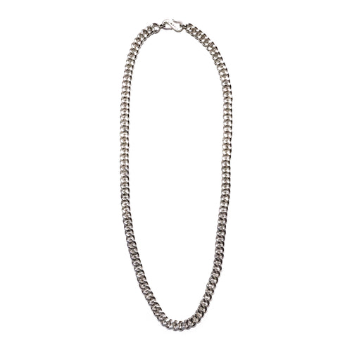 MAPLE 8mm Cuban Link Chain Silver 925 with S-hook clasp front view