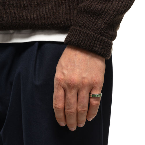 MAPLE Bandana Rin Silver 925 Green Enamel on finger view