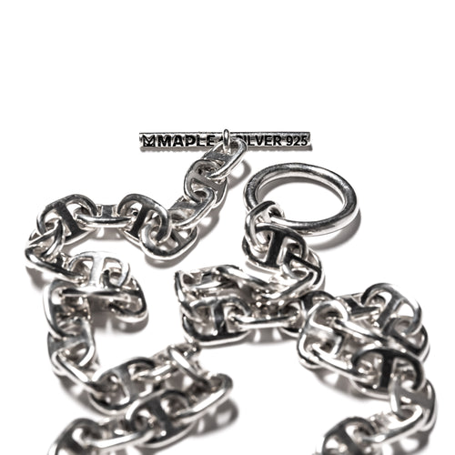 MAPLE Chain Link Necklace 7mm Silver 925 clasp closeup