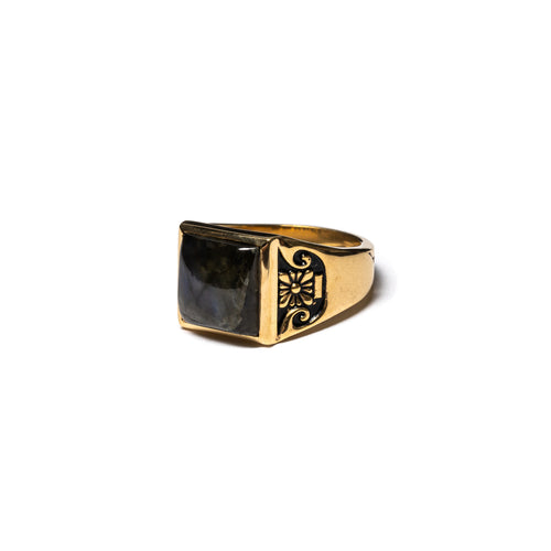 MAPLE Collegiate Ring 14K Gold Labradorite side view