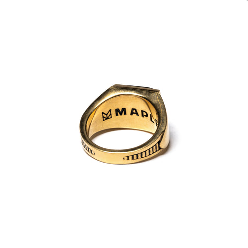 MAPLE Collegiate Ring 14K Gold Labradorite back inside view