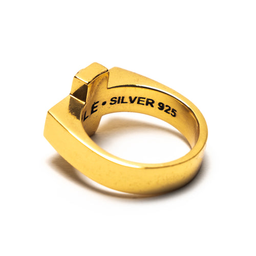 MAPLE Cross Signet Ring 14K Gold & Turquoise Stone inside back view