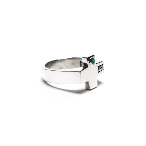 MAPLE Cross Signet Ring Silver 925 & Turquoise Stone side view
