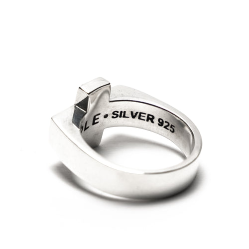 MAPLE Cross Signet Ring Silver 925 & Turquoise Stone inside back view