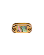 MAPLE Danny Signet Ring 14K Gold Abalone Shell front view