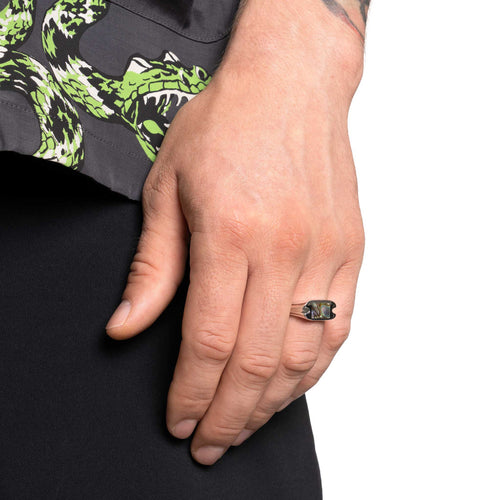 MAPLE Danny Signet Ring Silver 925 Abalone Shell on finger view