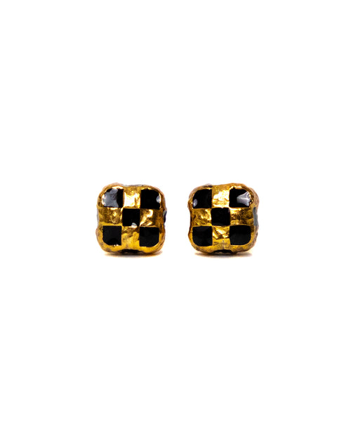 Davie Earrings 14K/Black Resin