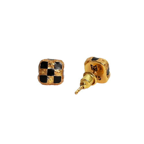 Davie Earrings 14K/Black Resin