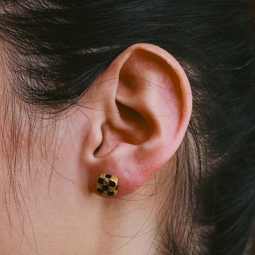 Davie Earrings 14K/Black Resin