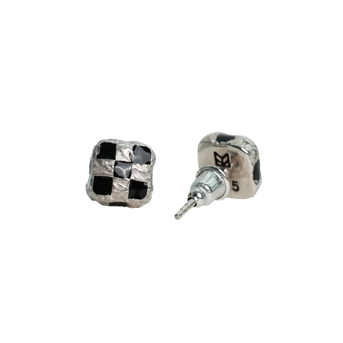 Davie Earrings Silver/Black Resin
