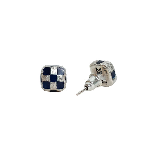 Davie Earrings Silver/Navy Resin
