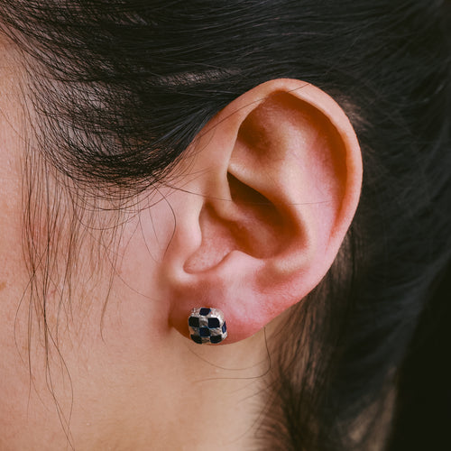 Davie Earrings Silver/Black Resin