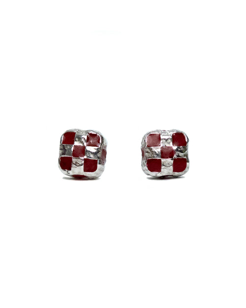 Davie Earrings Silver/Red Resin