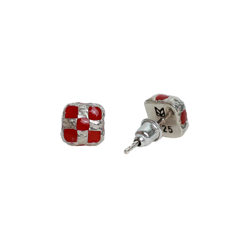 Davie Earrings Silver/Red Resin