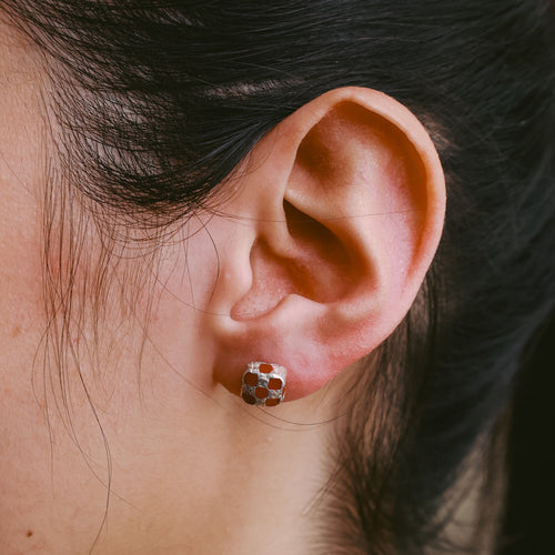 Davie Earrings Silver/Red Resin