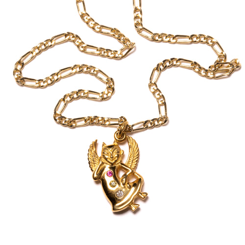 MAPLE Diablo Chain 14K Gold/Topaz Stone pendant closeup