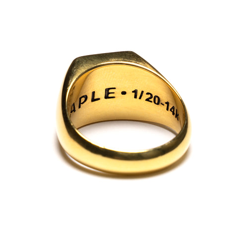 MAPLE Floral Signet 14K Gold/Green Enamel back inside view