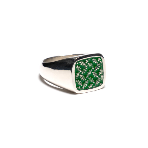 MAPLE Floral Signet Silver 925/Green Enamel side view