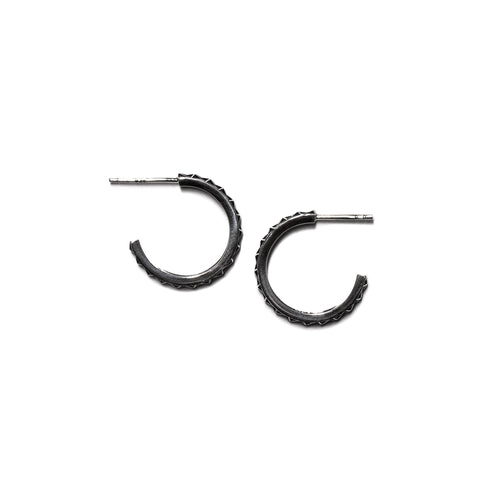MAPLE Hoop Star Earrings Silver 925 front view