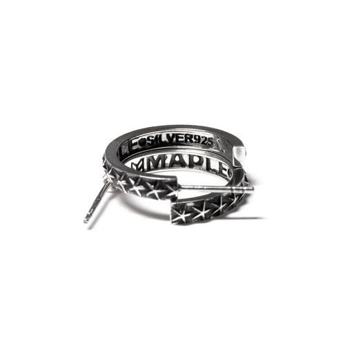 MAPLE Hoop Star Earrings Silver 925 front and back view & earring post stud