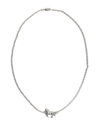 Silver necklace with a small horse pendant on a white background