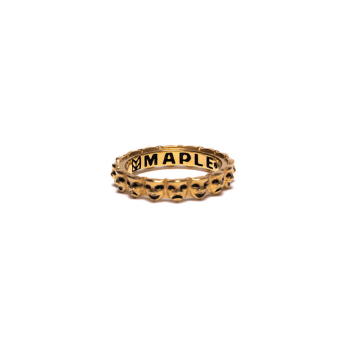 MAPLE Laugh Now Cry Later Ring 14K Gold back inside hallmarking view