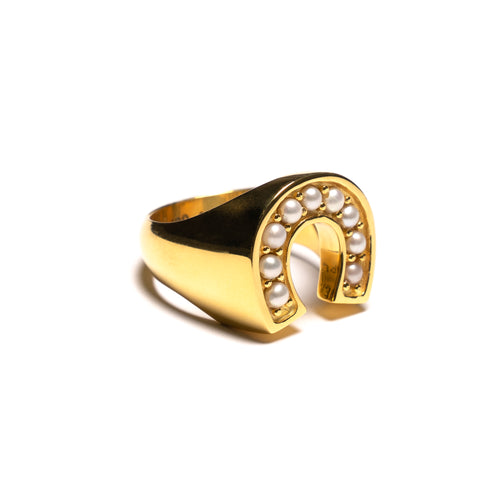 MAPLE Lucky Ring 14K Gold/Mother of Pearl side view