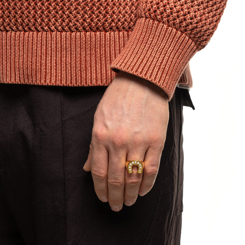MAPLE Lucky Ring 14K Gold/Mother of Pearl on finger view