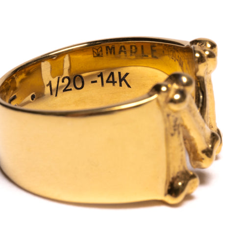 MAPLE M Bone Ring 14K Gold back inside view