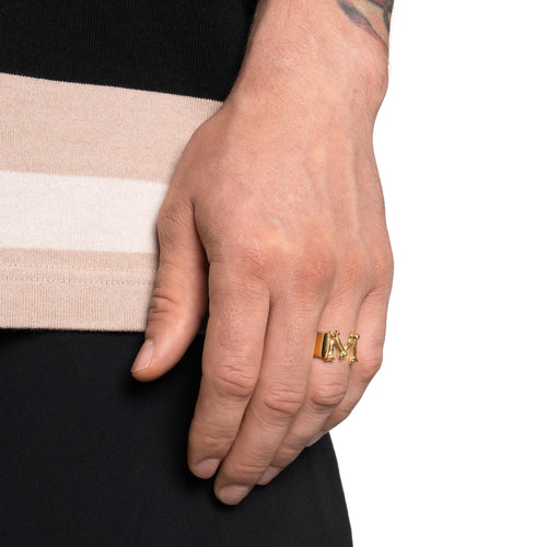MAPLE M Bone Ring 14K Gold on finger view