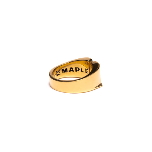 MAPLE "M" Signet Ring 14K Gold/Topaz back inside view
