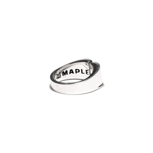 MAPLE "M" Signet Ring Silver 925/Topaz back inside view