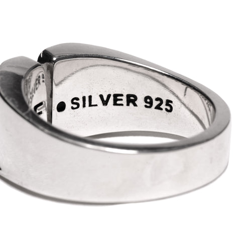 MAPLE "M" Signet Ring Silver 925/Topaz back inside view closeup