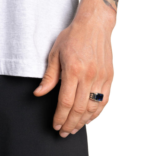 MAPLE Midnight Ring Slim Silver 925/Blue Sapphire on finger view