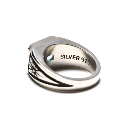 MAPLE Midnight Ring Slim Silver 925 6 carat lab made aquamarine topaz back inside view