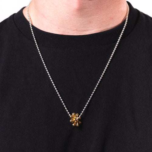 MAPLE Orbit Pendant 14K Gold and 2.5mm Ball Chain Silver 925 on model