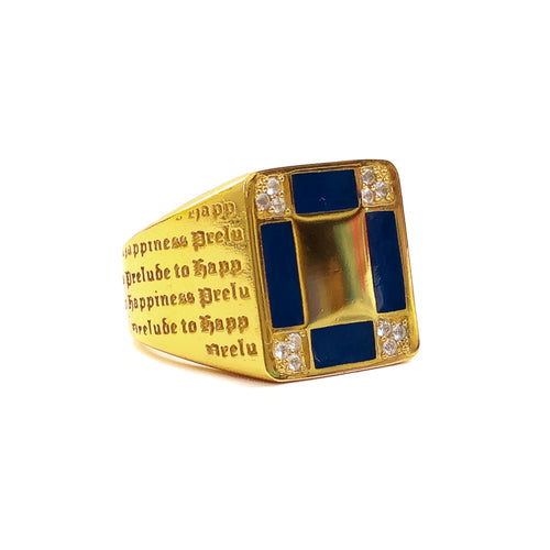 Prelude Signet (14K Gold/Navy/Topaz)