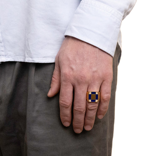 Prelude Signet (14K Gold/Navy/Topaz)