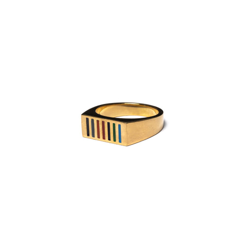 MAPLE Prism Ring 14K Gold/Multi Coloured Resin side view
