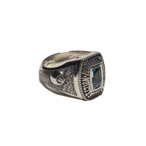MAPLE x Rhythm Section Class Ring Silver 925 with Aquamarine stone side view
