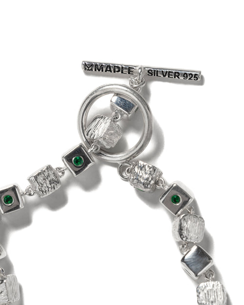 MAPLE Romi's Bracelet Silver 925 Green Emerald Gemstones toggle clasp and bracelet closeup