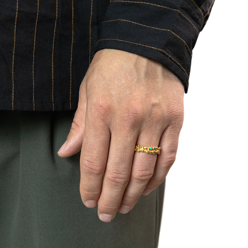 MAPLE Tropique Ring 14K Gold Turquoise Stone on finger view