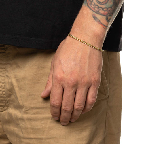 MAPLE Curb Chain 4mm Bracelet 14K Gold on wrist