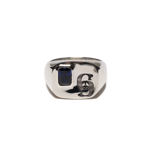 MAPLE 69 Signet Ring Silver 925 Blue Sapphire front view
