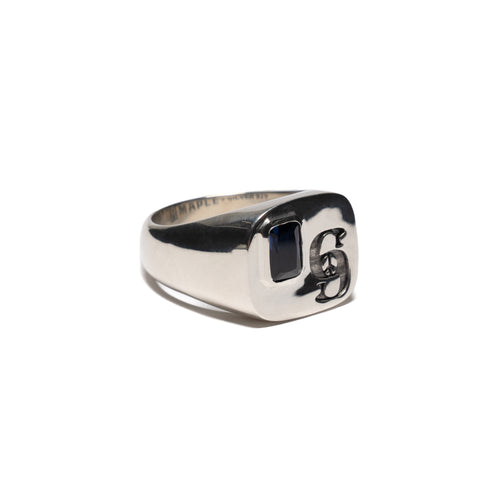 MAPLE 69 Signet Ring Silver 925 Blue Sapphire side view
