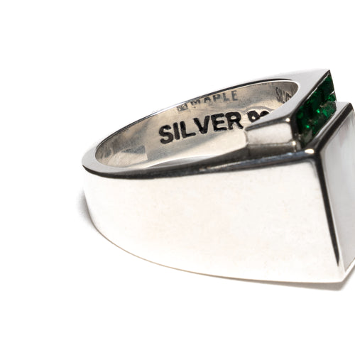 MAPLE Barrington Signet Ring Silver 925 Mother of Pearl & Green Topaz stone back inside view