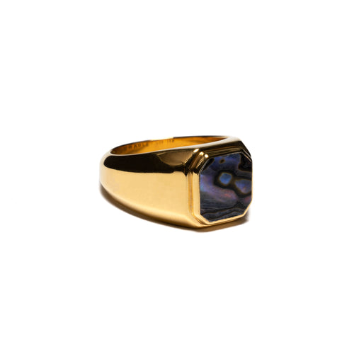 MAPLE Duppy Signet Ring 14K Gold/Abalone side view