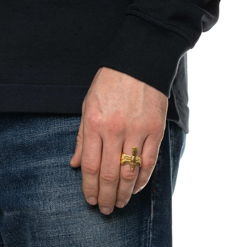 MAPLE Eagle Ring 14K Gold on finger view