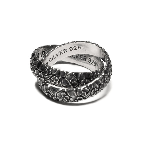 MAPLE Floral Linked Rings Silver 925 back inside view